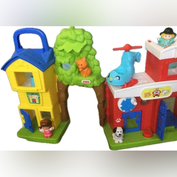 Little People Other - LITTLE PEOPLE SET Animal Rescue w/ SIX Figures, a Helicopter, & Moving Parts